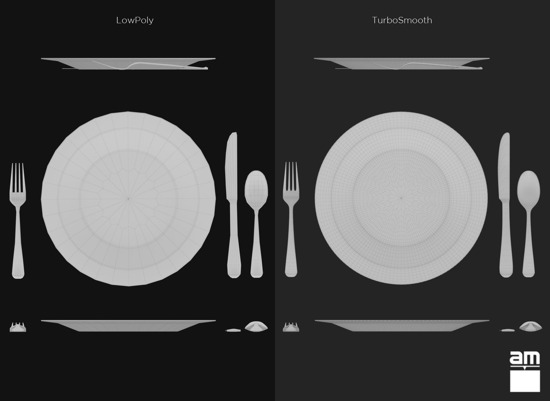 Round Table and Chair Set 3D model_11
