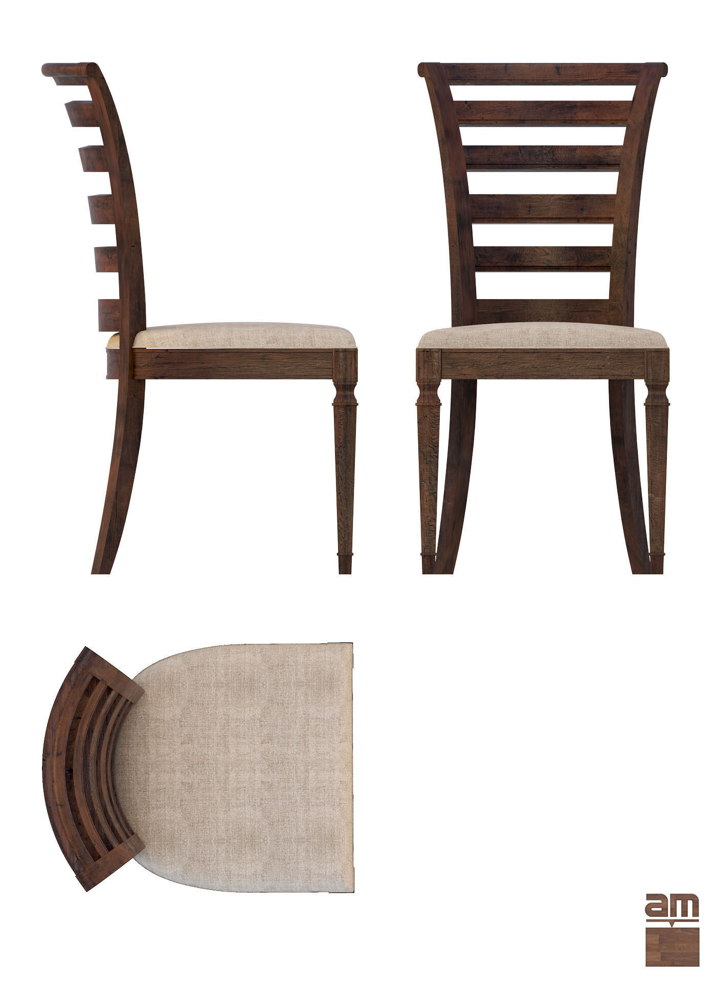 Round Table and Chair Set 3D model_6