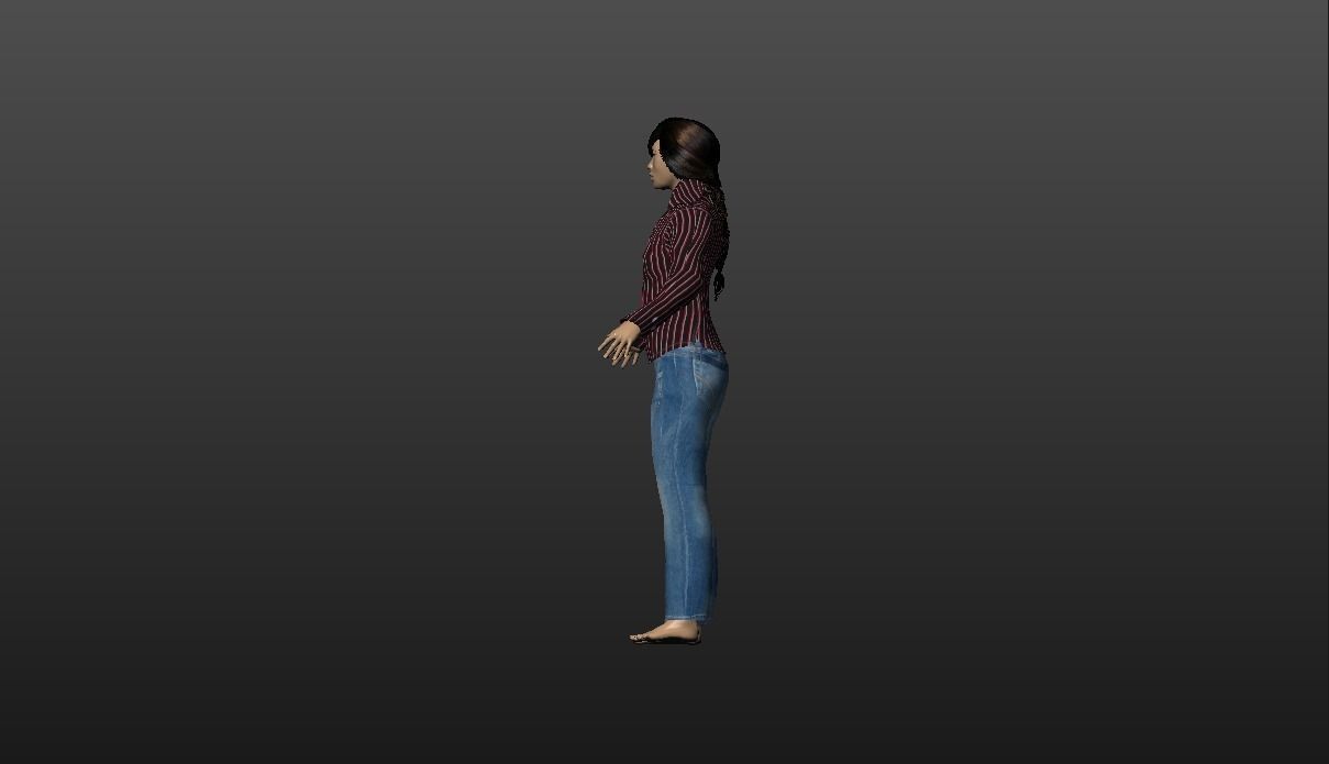 Girls woman in jeans Low-poly 3D model_1