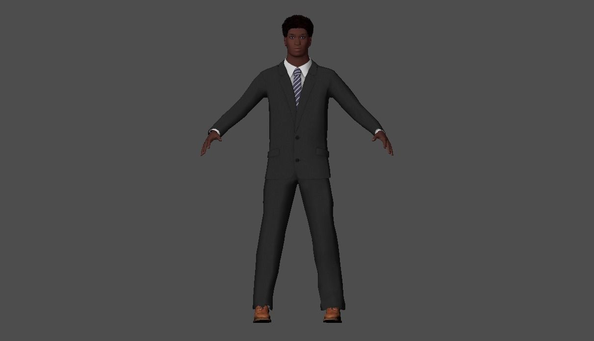 African American Low-poly 3D model_0