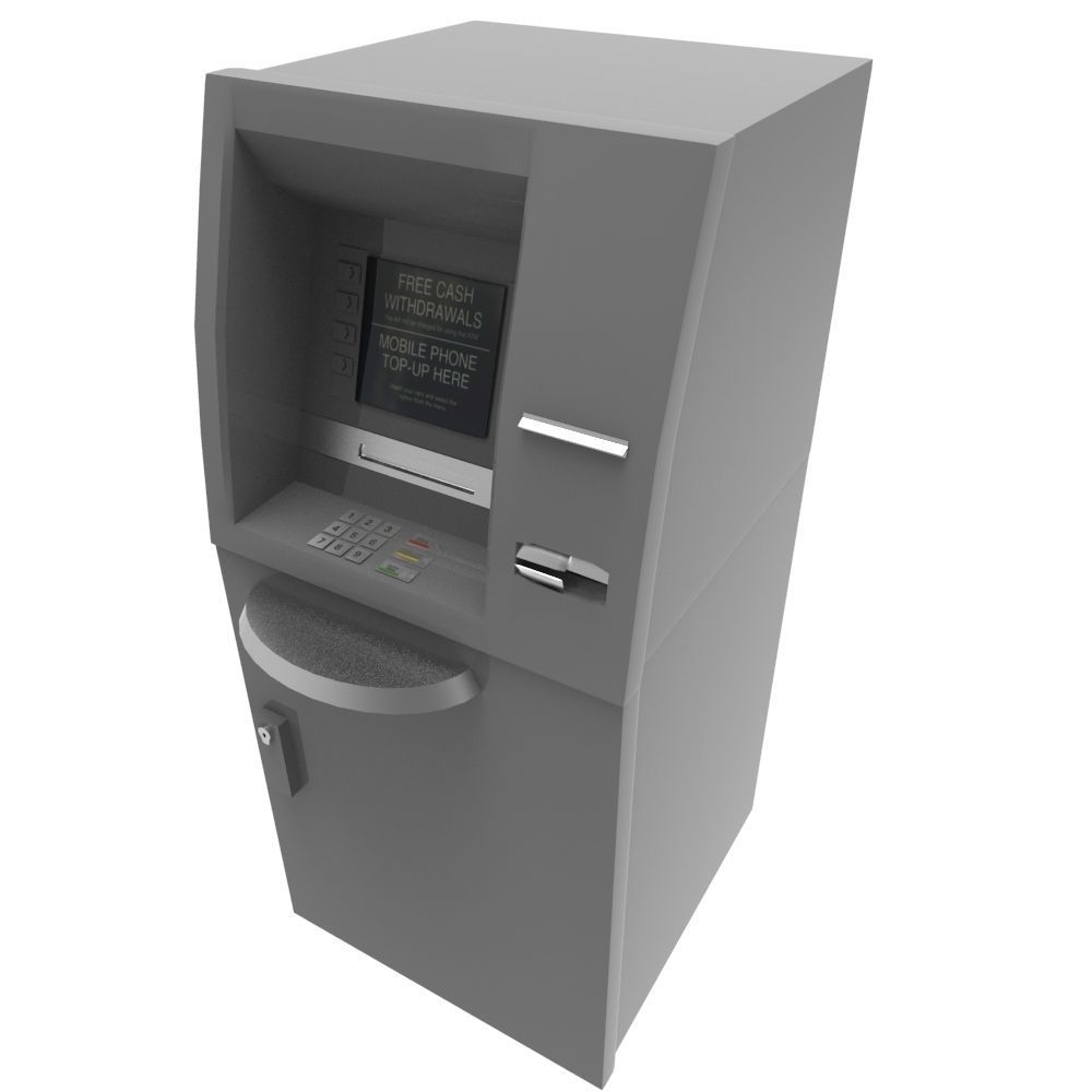 Cash Machine ATM Low-poly 3D model_1