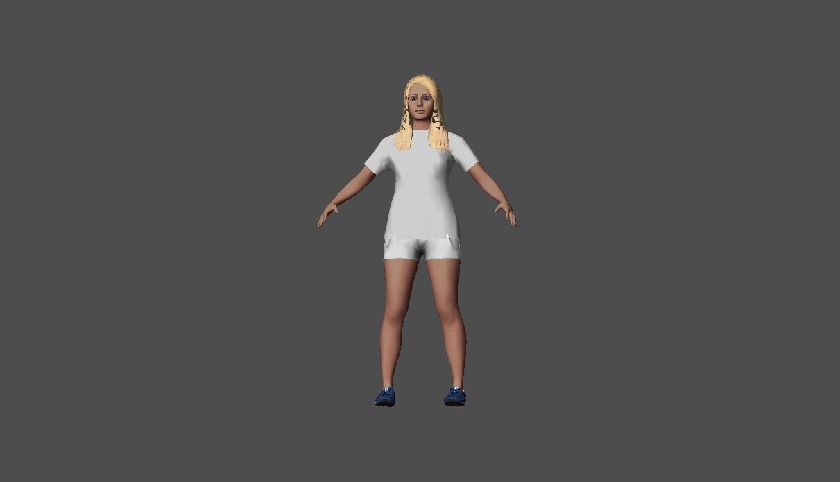 Woman shorts Low-poly 3D model_1