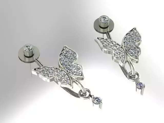 Earrings two butterfly with diamonds