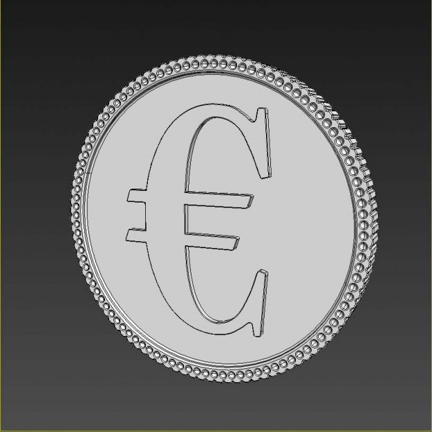 Euro Golden Coin 3D model_3