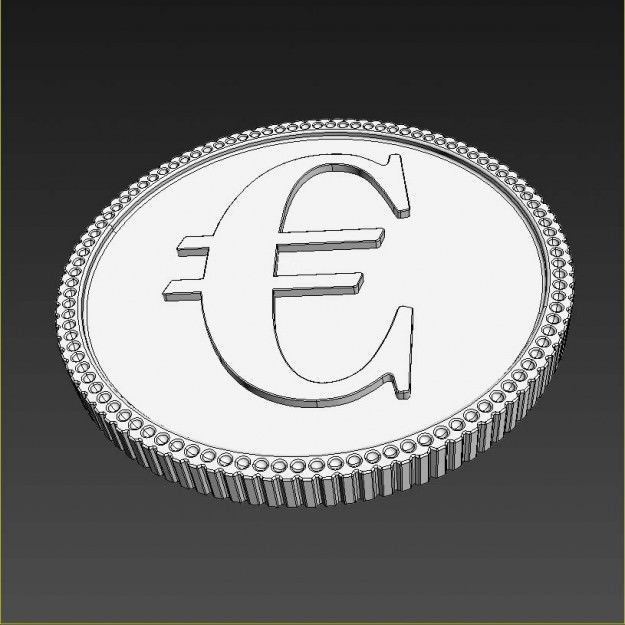Euro Golden Coin 3D model_4