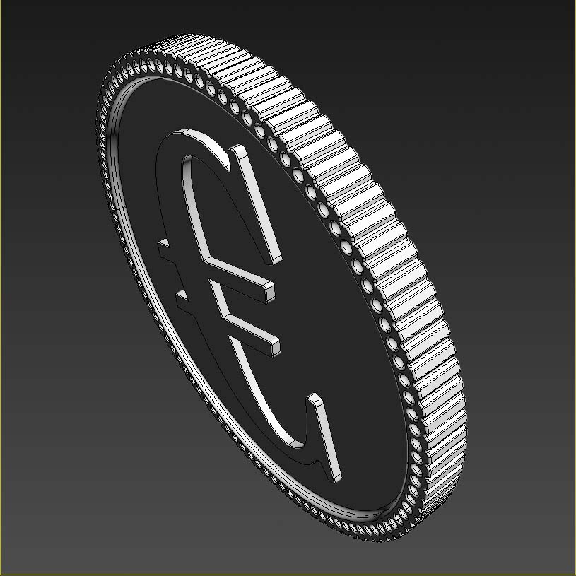 Euro Golden Coin 3D model_5