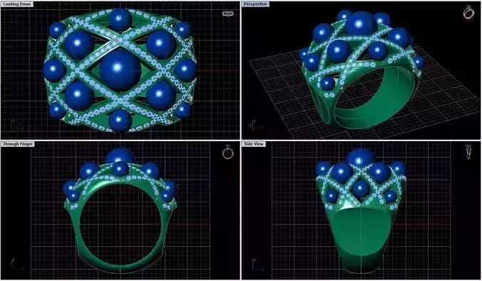 Ring gold with pearls and diamonds