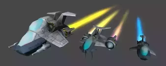 Rebel Spaceships Low-poly 3D model
