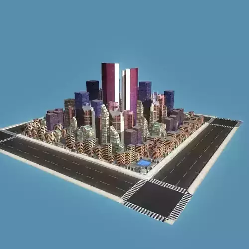 Sci-Fi City Block Low-poly 3D model