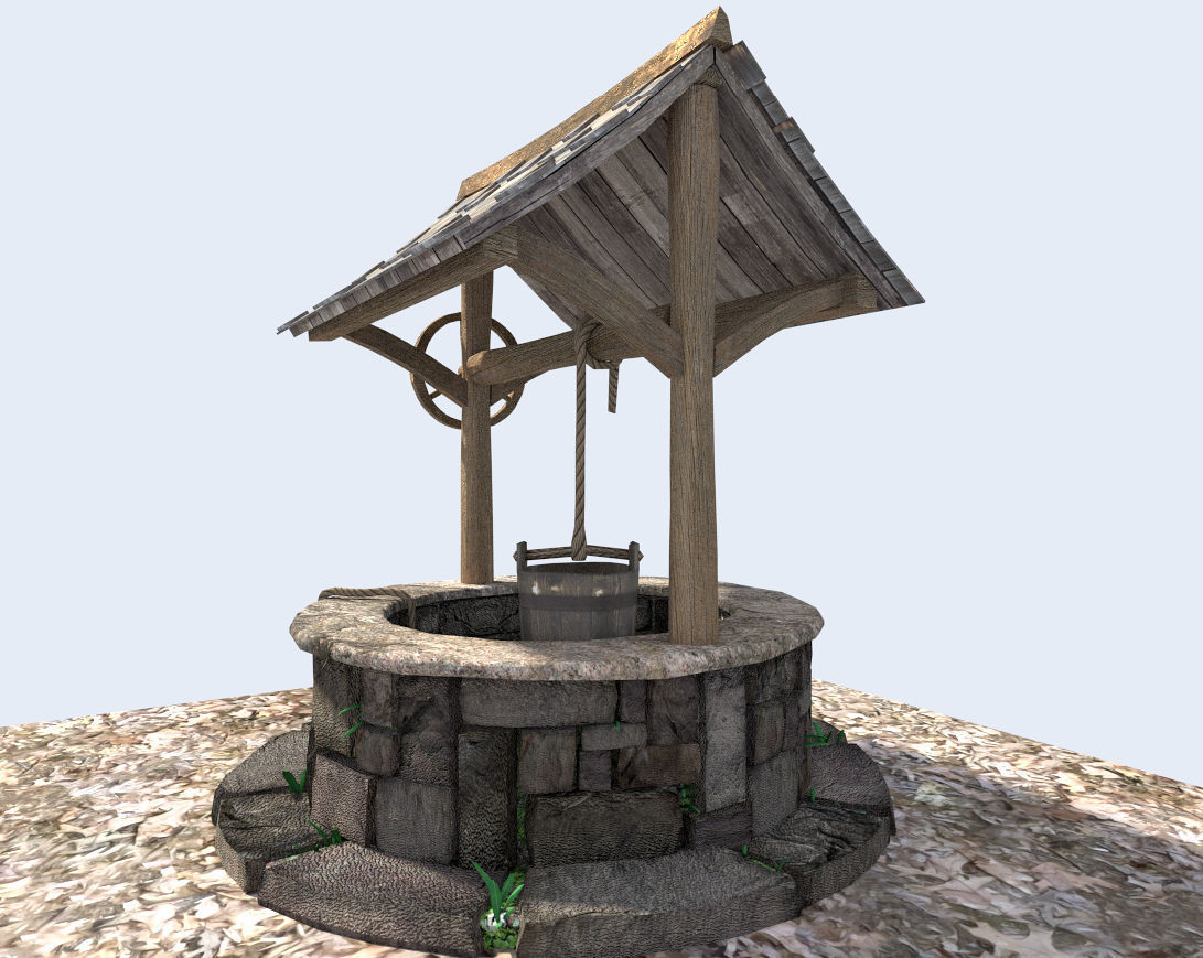 medieval water well 3D model_1