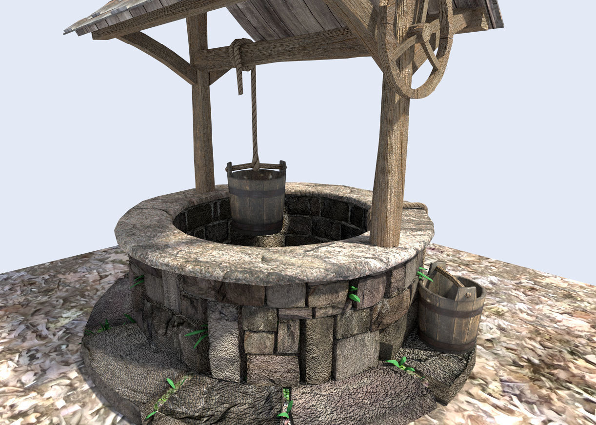 medieval water well 3D model_6