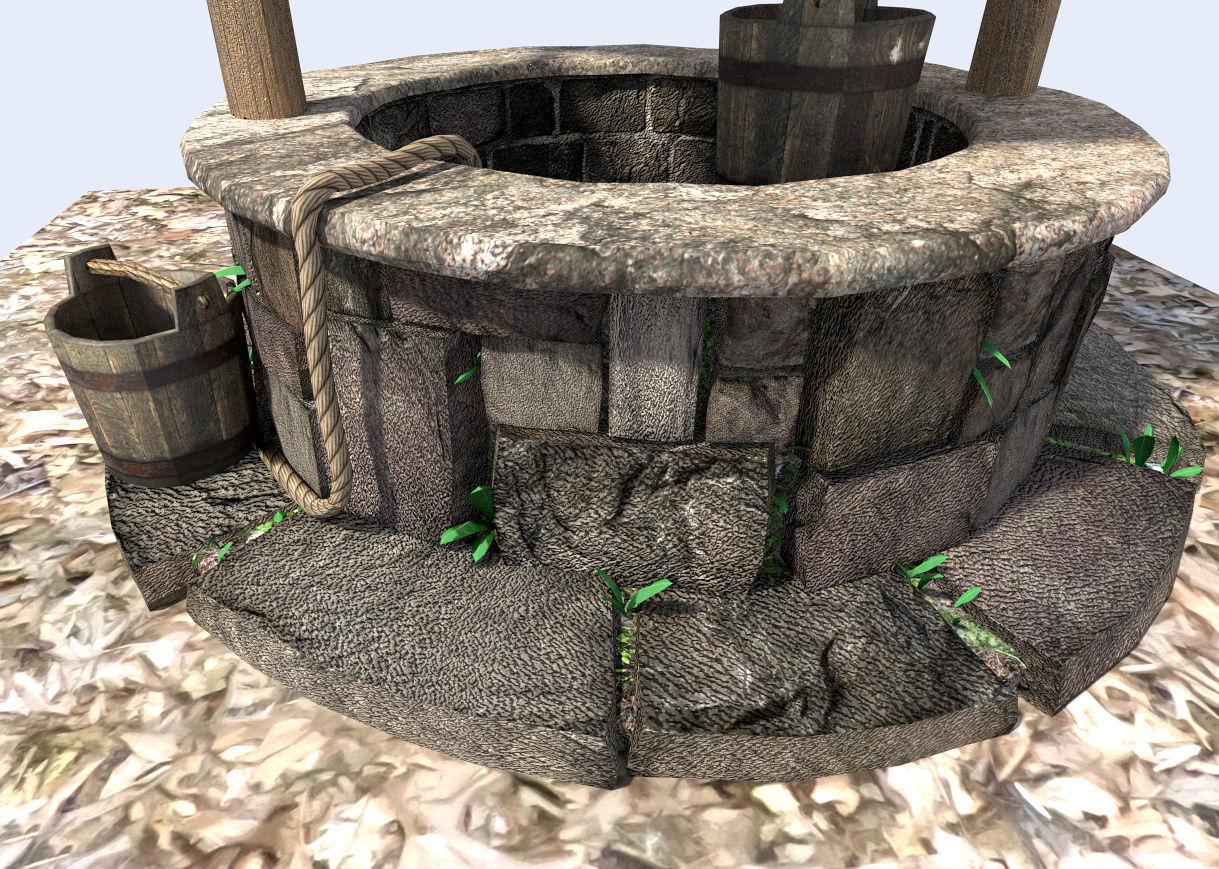 medieval water well 3D model_7