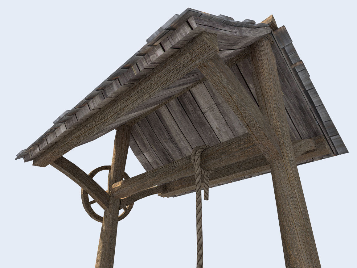 medieval water well 3D model_4