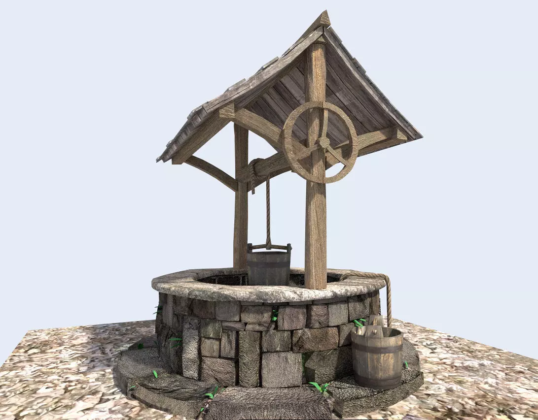 medieval water well 3D model_0