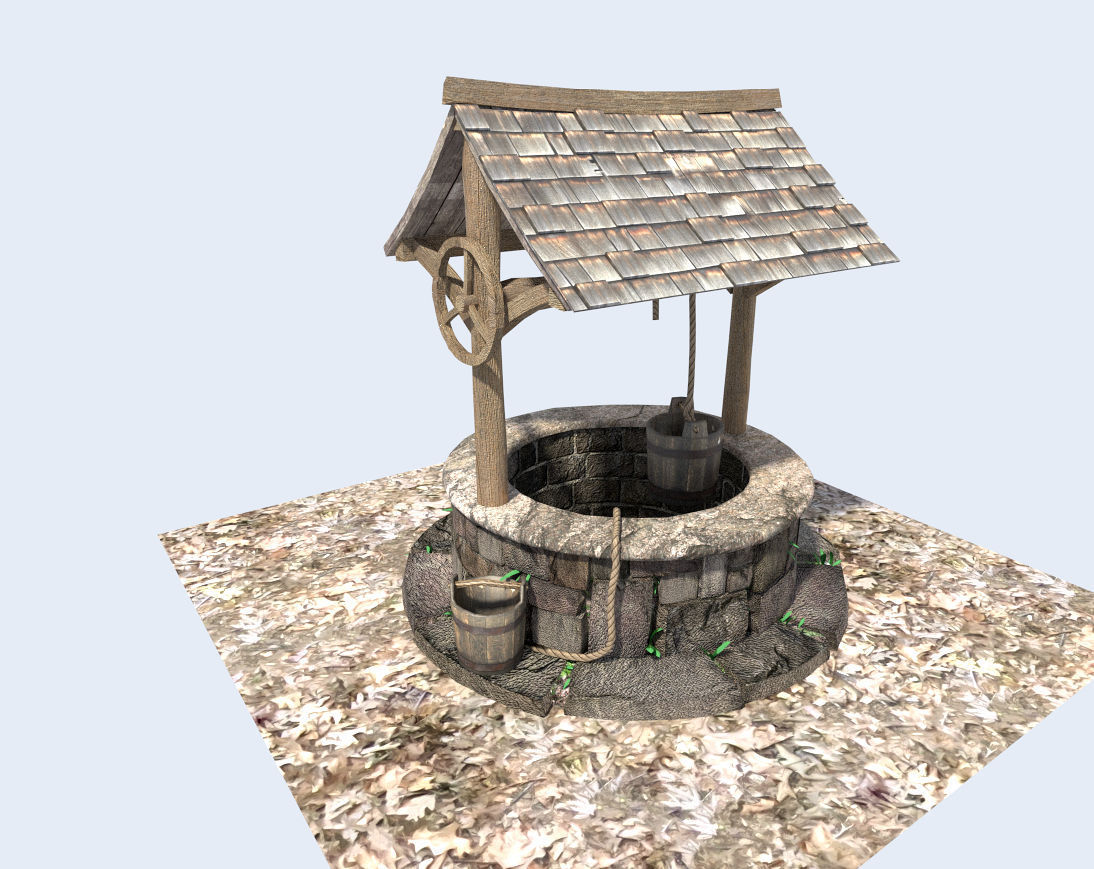medieval water well 3D model_2