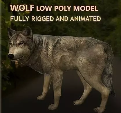 Wolf Rigged and Animated Low-poly 3D model_0