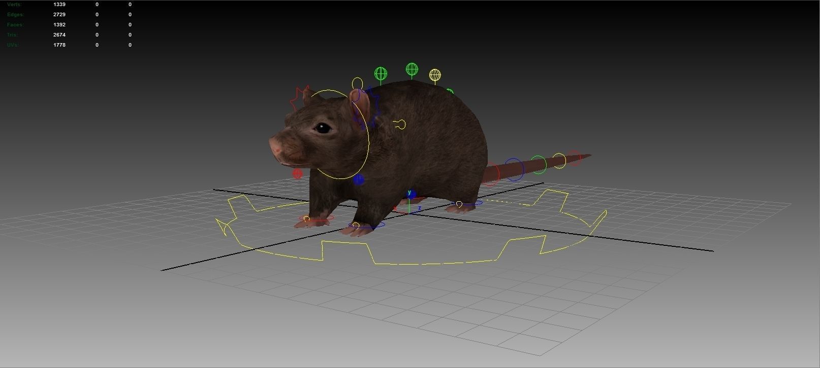 Rat Rigged and Animated Low-poly 3D model_1