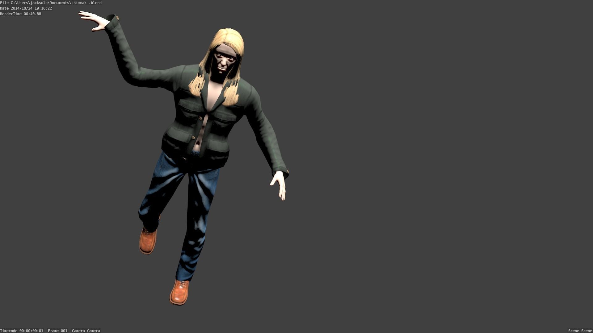 Human woman in jacket and jeans Free low-poly 3D model_0