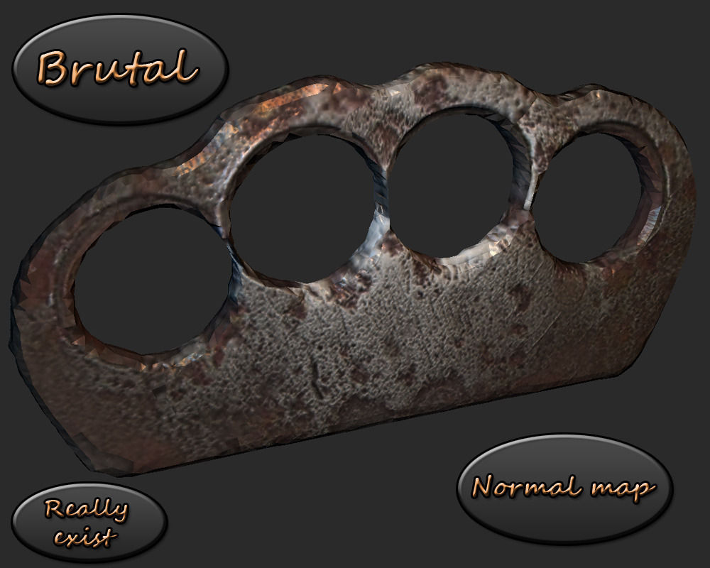 Realistic brass knuckles Low-poly 3D model_1