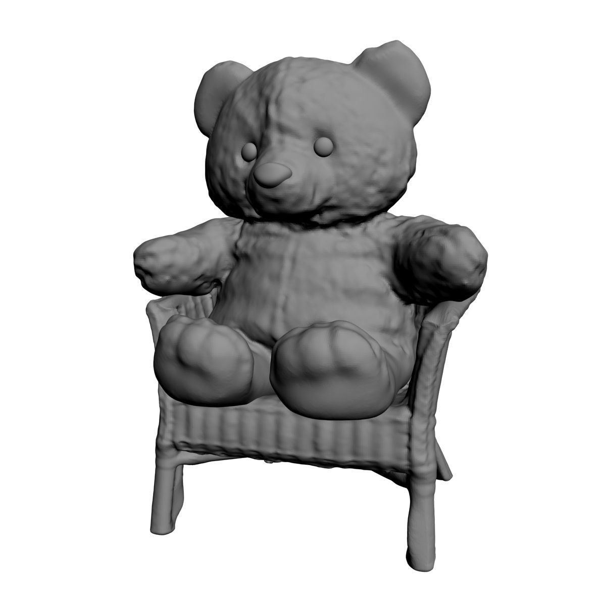 Teddy Bear on chair 3D model_5