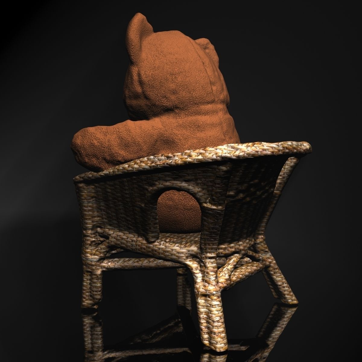 Teddy Bear on chair 3D model_3