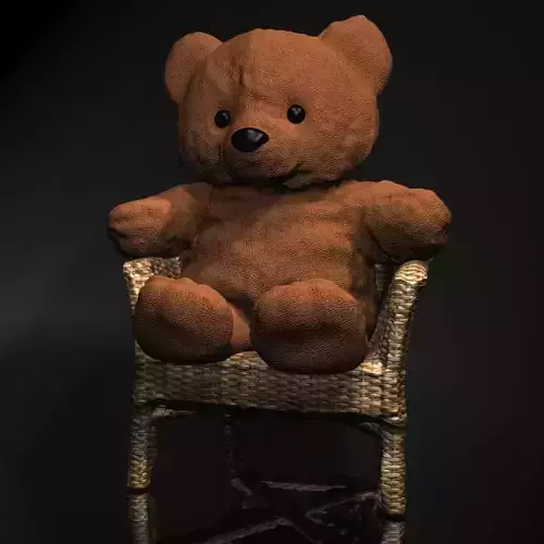 Teddy Bear on chair 3D model