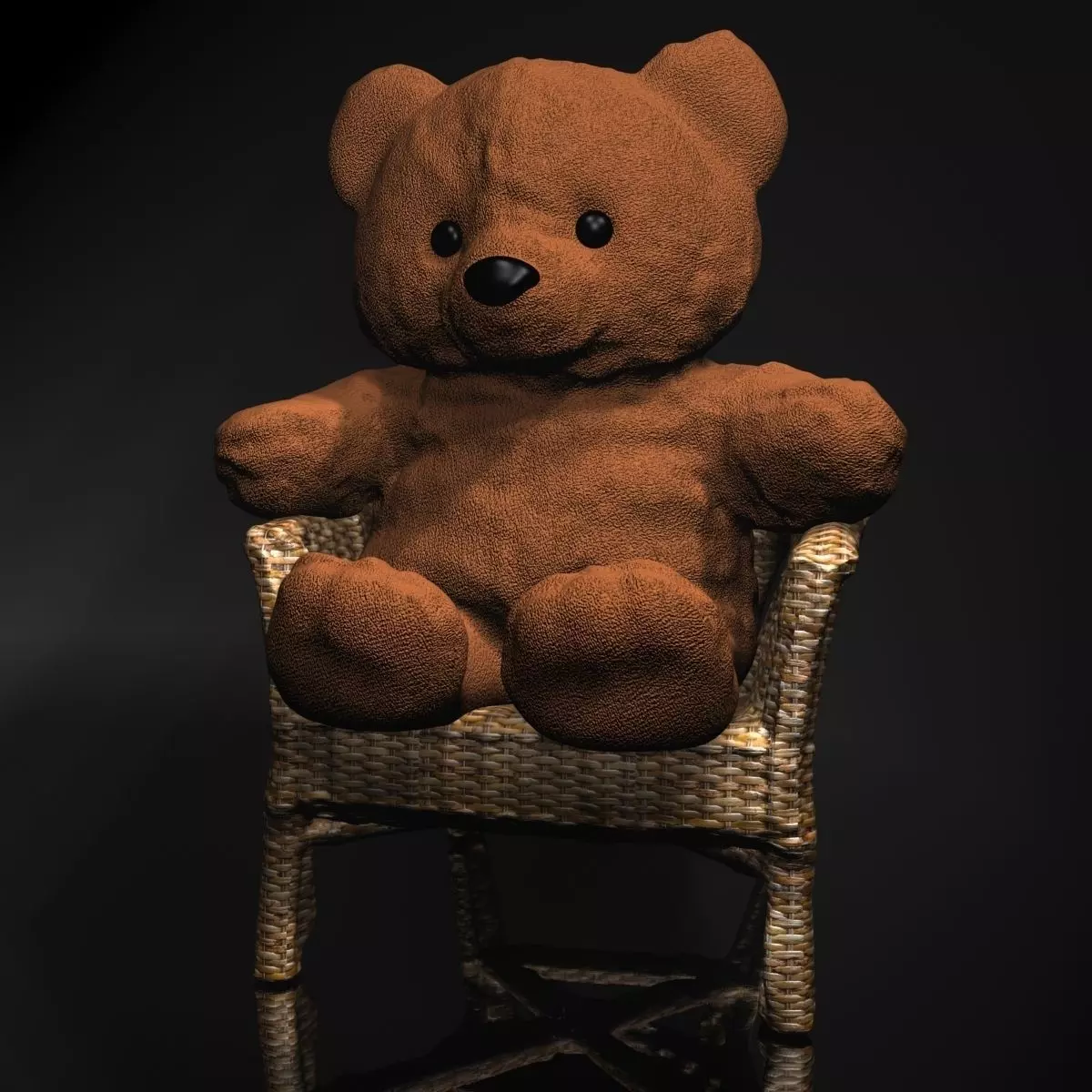 Teddy Bear on chair 3D model_0