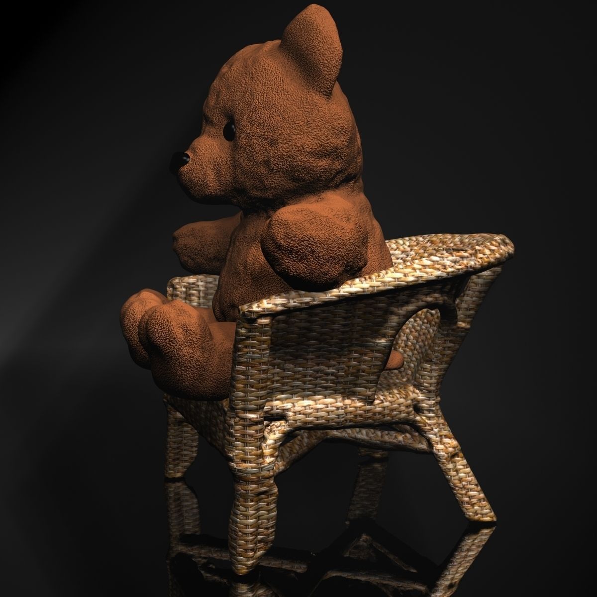 Teddy Bear on chair 3D model_2