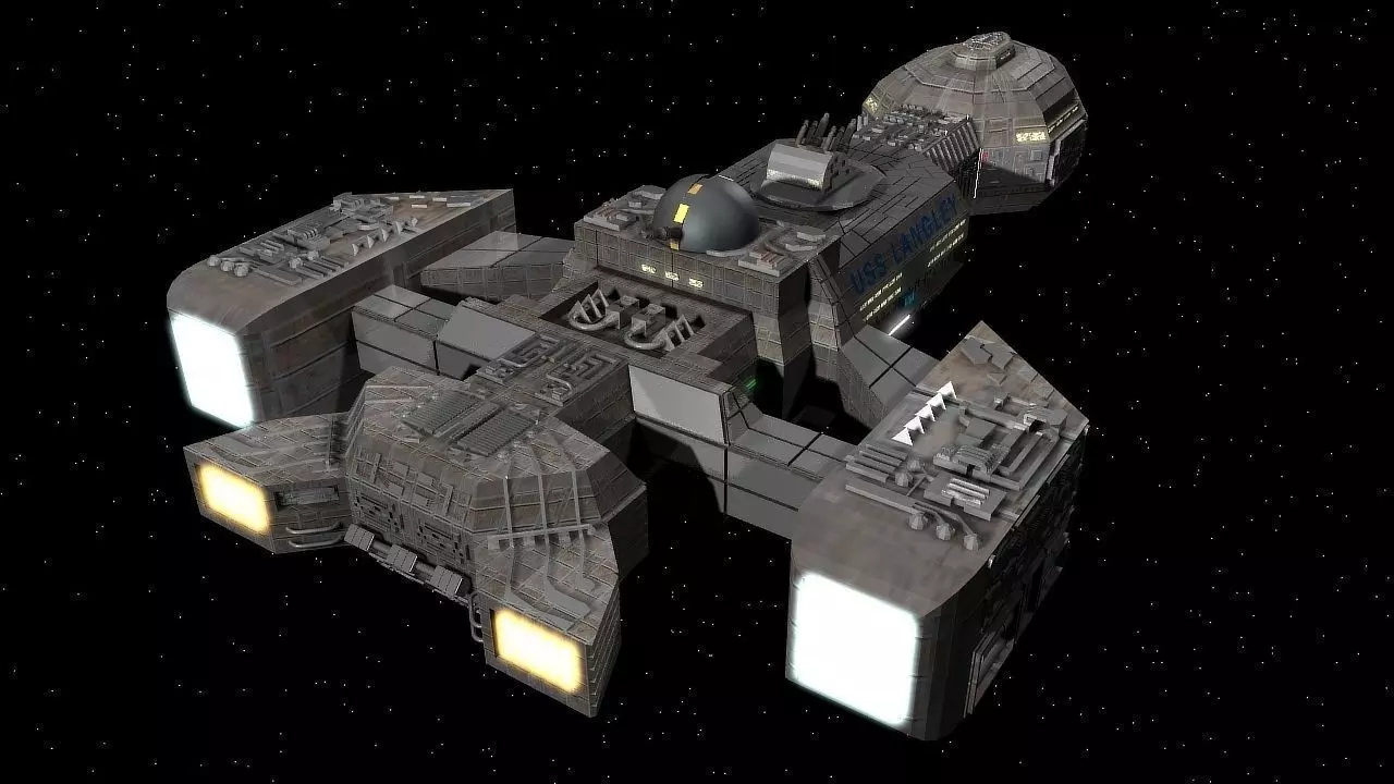 USS Langley Gunship 3D model_0