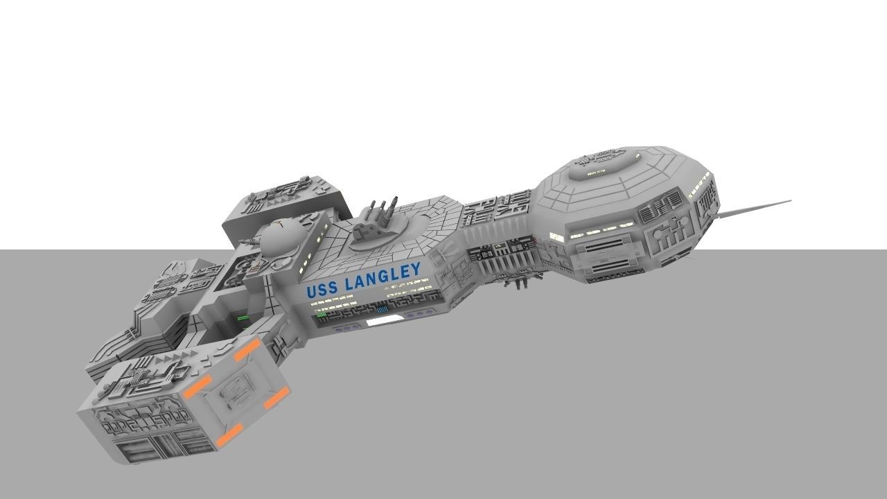 USS Langley Gunship 3D model_4