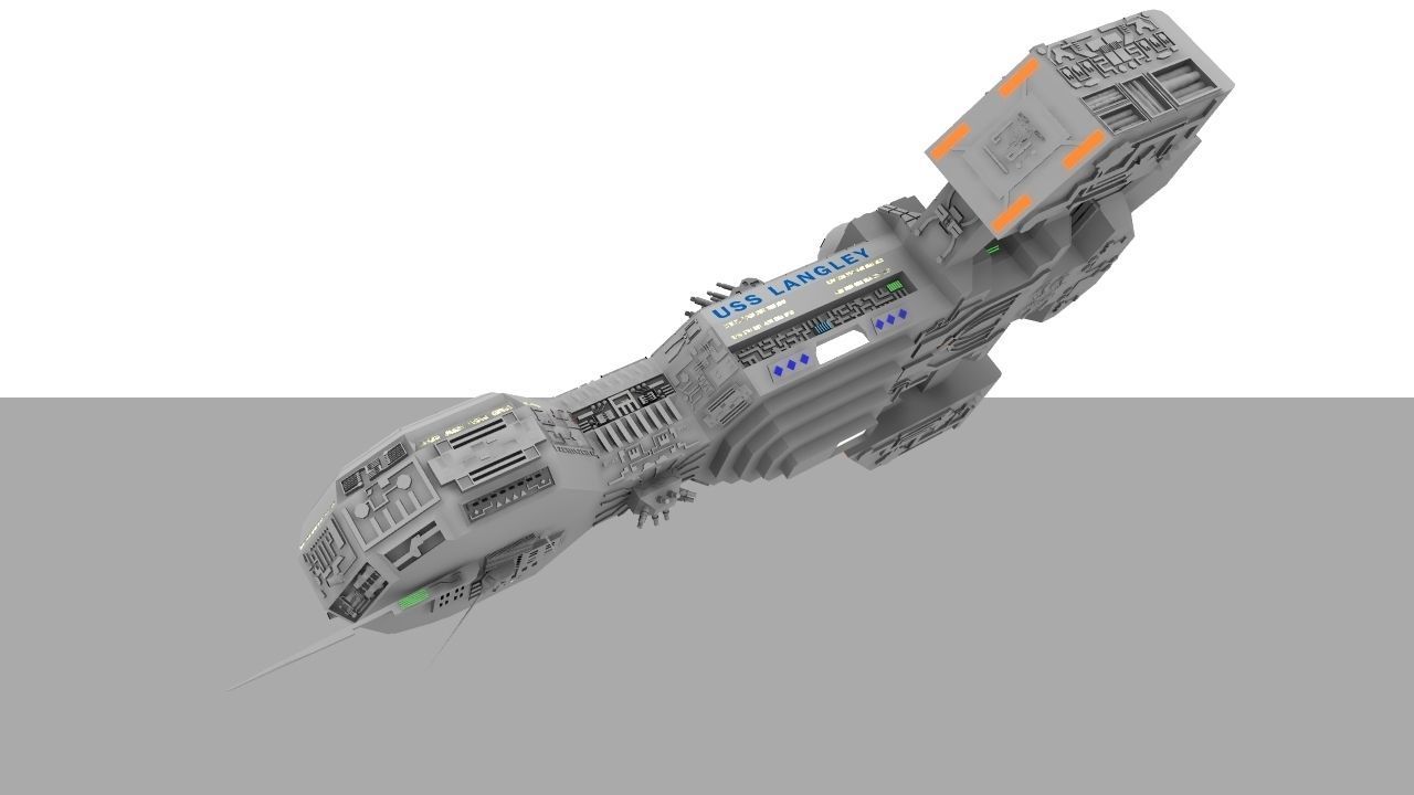 USS Langley Gunship 3D model_3