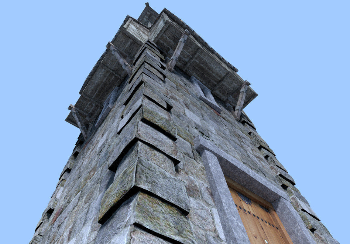 tower stone with door 3D model_8