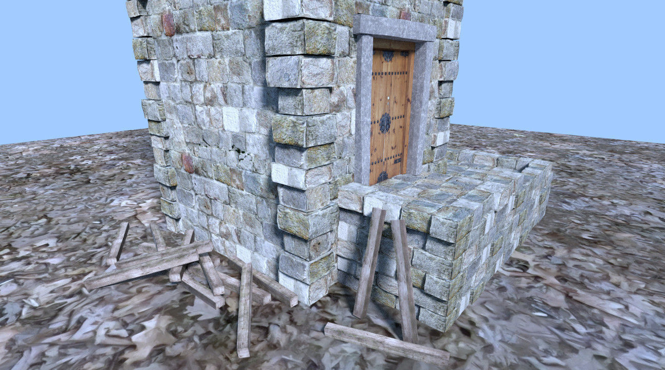 tower stone with door 3D model_5