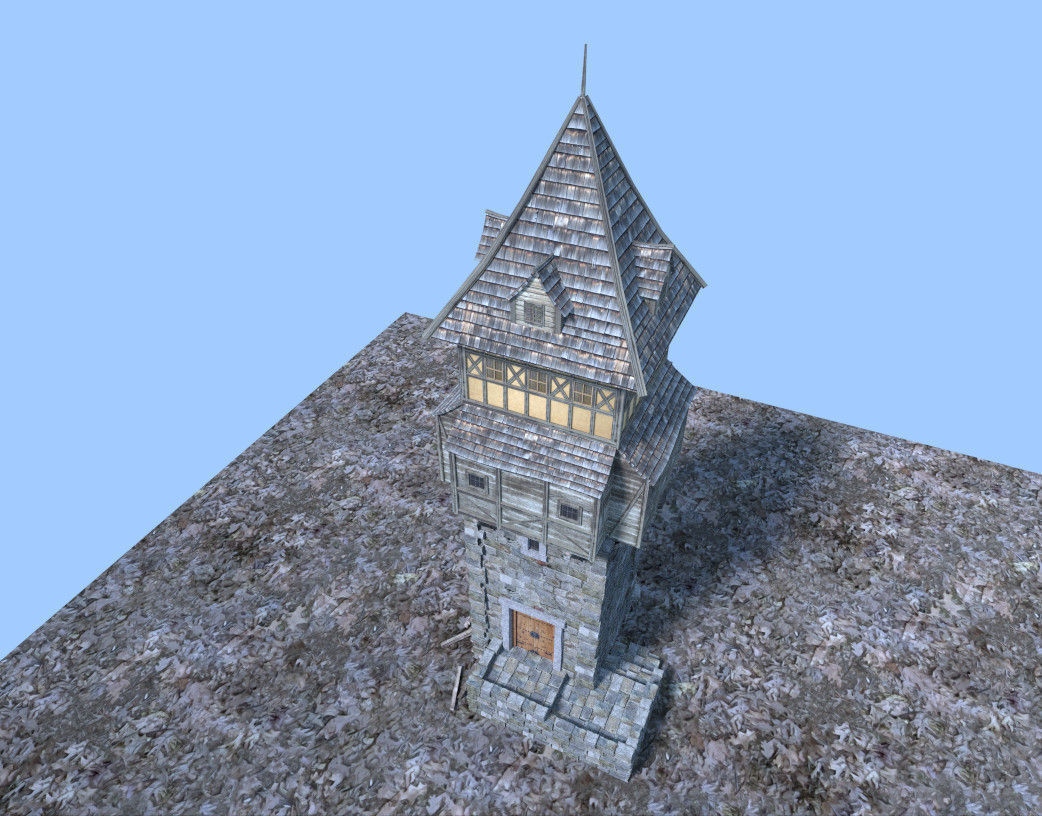 tower stone with door 3D model_9