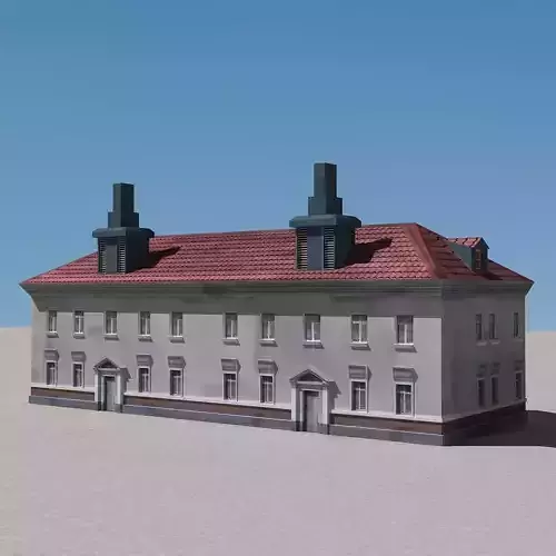 Building Lowpoly house with roof and chimney