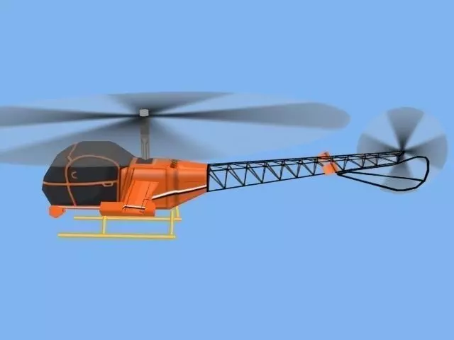 Helicopter orange flying in sky 3D model_0