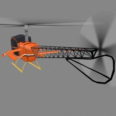 Helicopter orange flying in sky 3D model_4