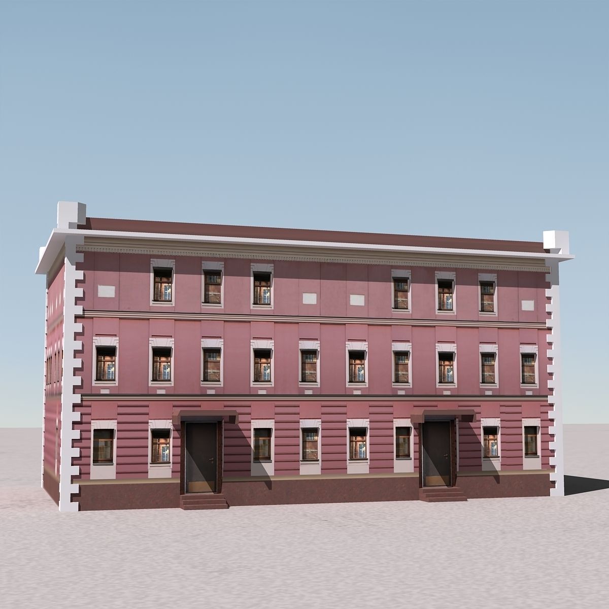 Building Lowpoly with roof Low-poly 3D model_12