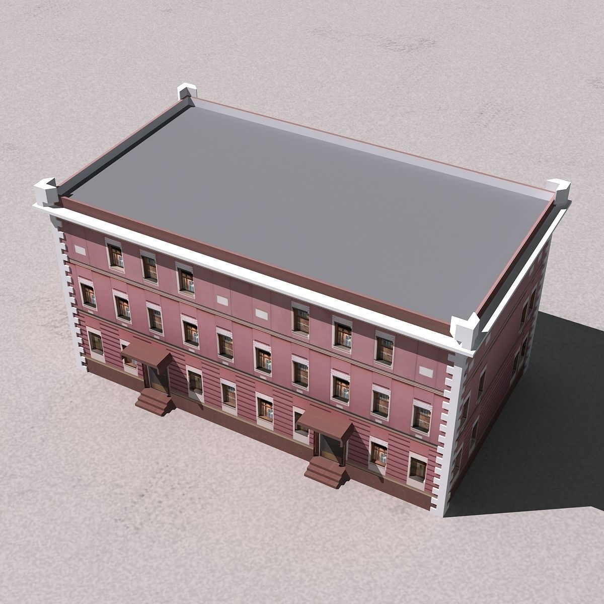Building Lowpoly with roof Low-poly 3D model_10