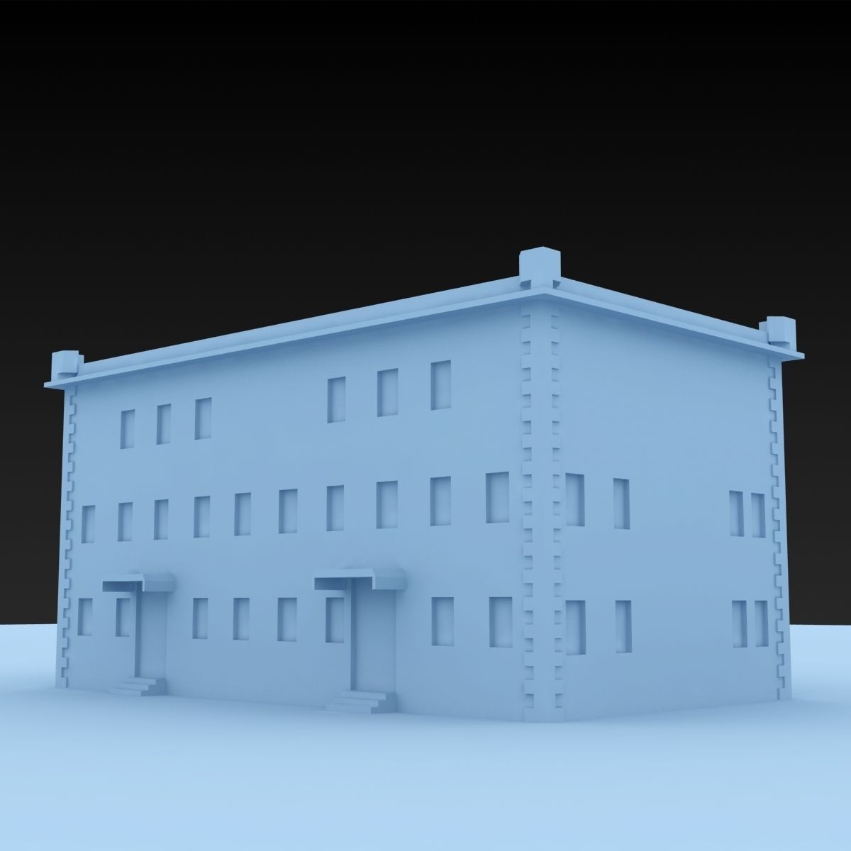 Building Lowpoly with roof Low-poly 3D model_2