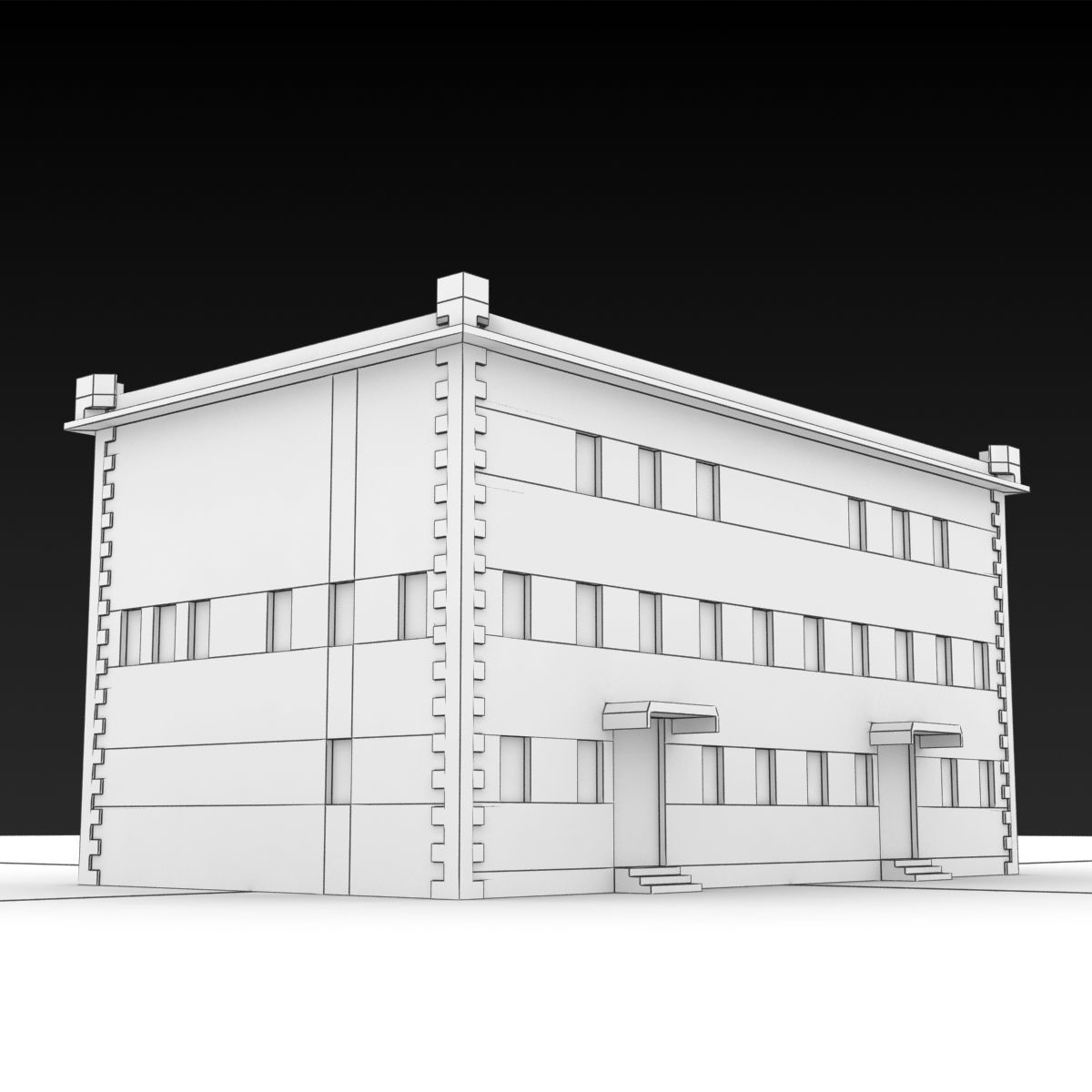 Building Lowpoly with roof Low-poly 3D model_11