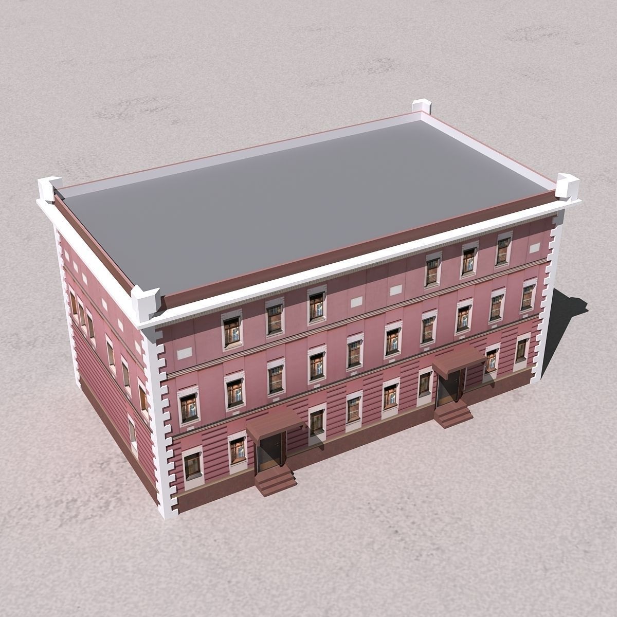 Building Lowpoly with roof Low-poly 3D model_8