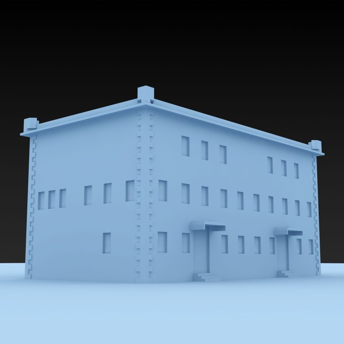Building Lowpoly with roof Low-poly 3D model_5