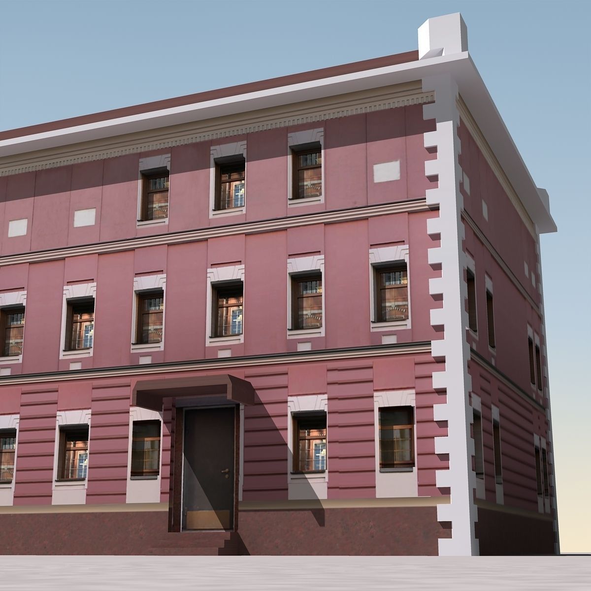 Building Lowpoly with roof Low-poly 3D model_7