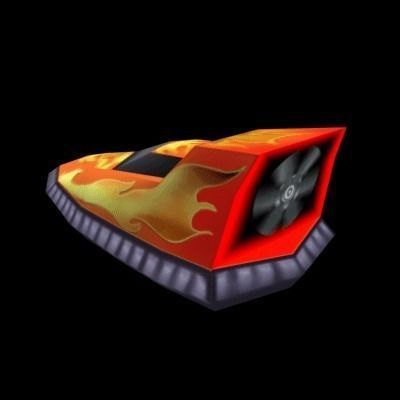 HoverCraft2 boat with flames 3D model_1
