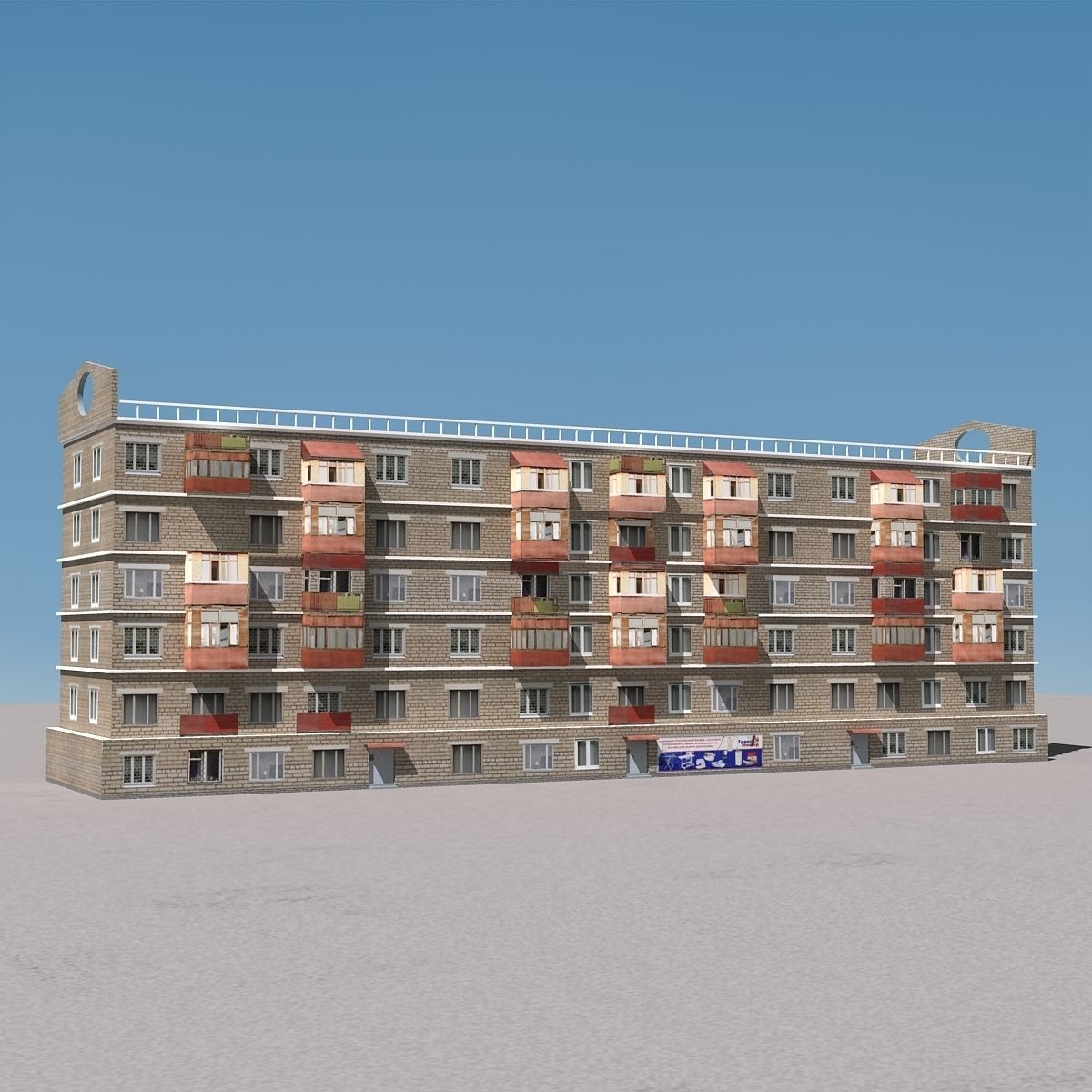 Building Lowpoly apartment - apartment Low-poly 3D model_9