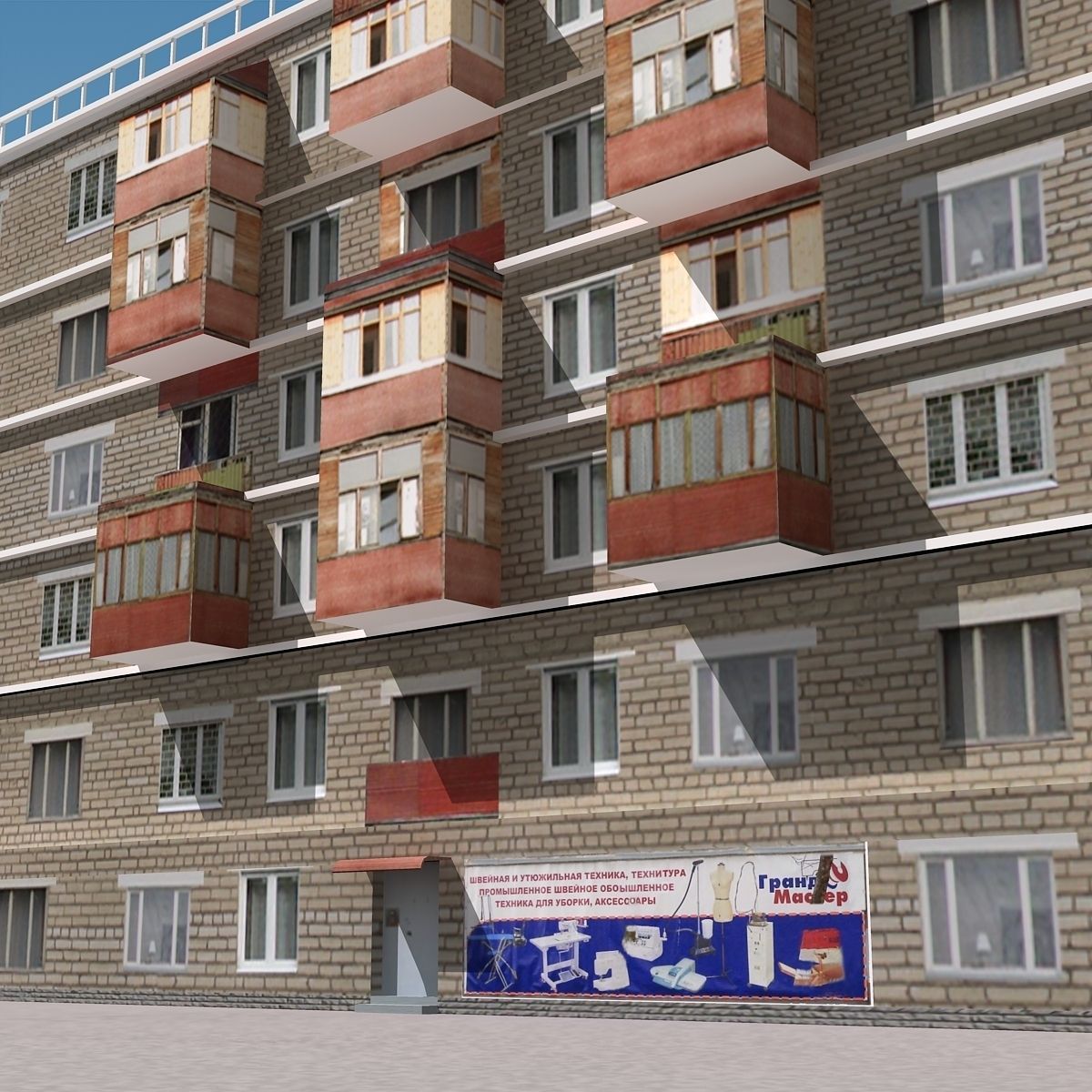 Building Lowpoly apartment - apartment Low-poly 3D model_3