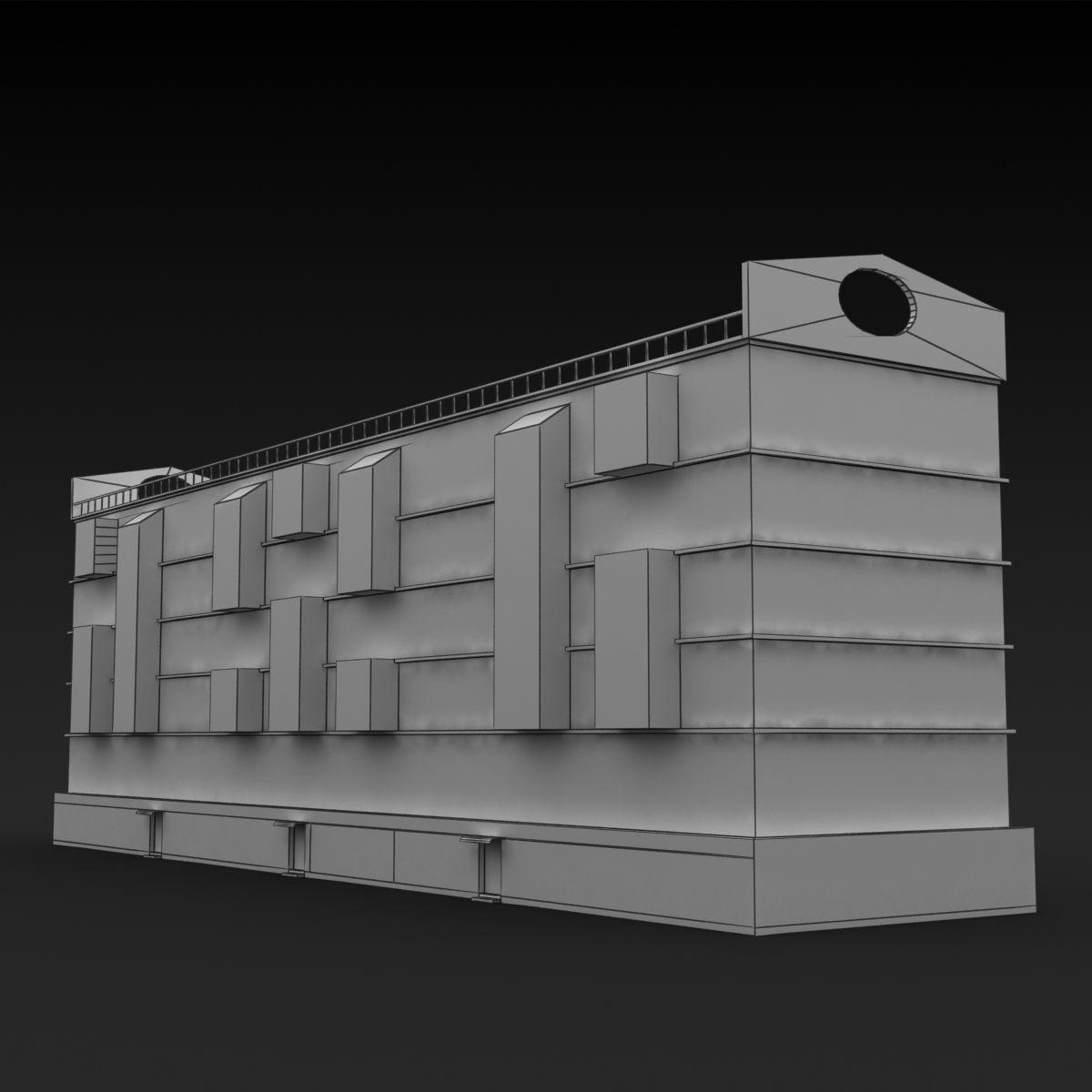 Building Lowpoly apartment - apartment Low-poly 3D model_7