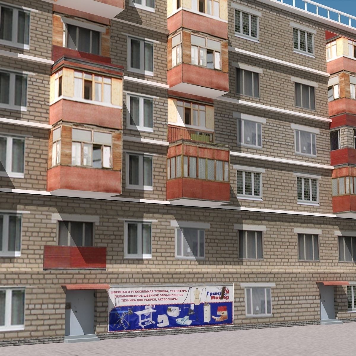 Building Lowpoly apartment - apartment Low-poly 3D model_10