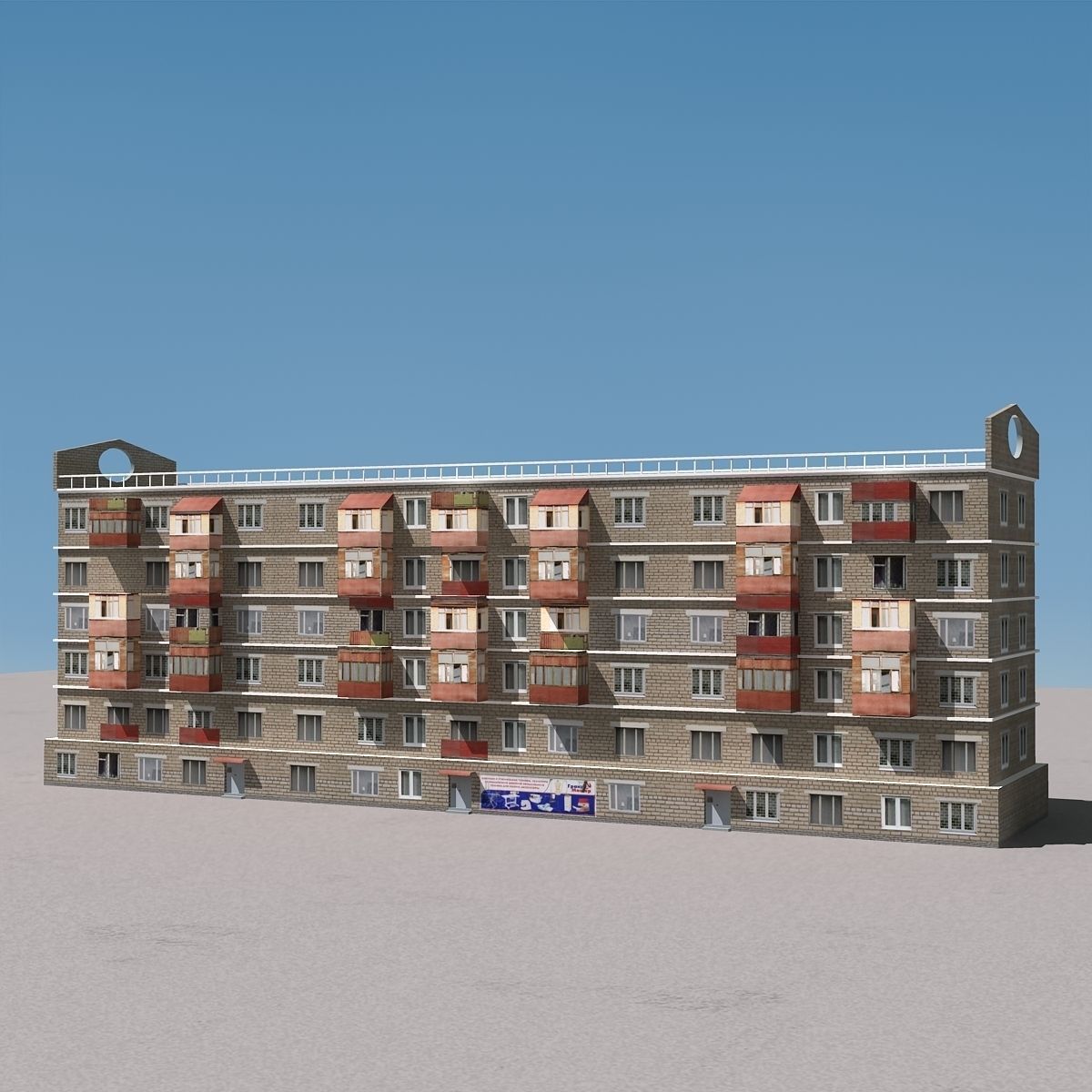 Building Lowpoly apartment - apartment Low-poly 3D model_5